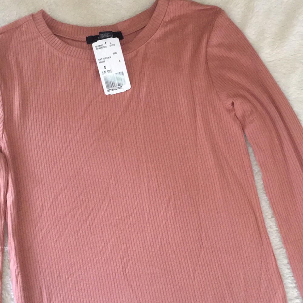 Knit top / ribbed long sleeve / mauve